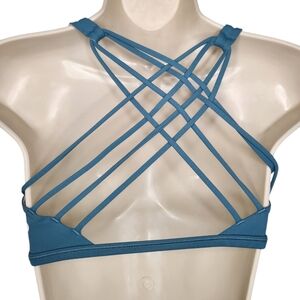 Lululemon Free To Be Wild Bra Size 6 Teal Blue Strappy Back Yoga Athletic